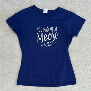 Port and Company Navy Blue 'You Had Me at Meow' Tee